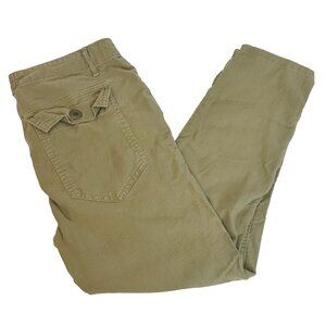 The Great. Linen Blend Straight Leg Army Green Trouser Pant Flowy Light 24